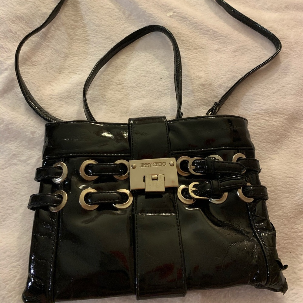 black leather purse